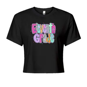 Eleventh Grade Extra Colorful Back to School Cropped T-Shirt