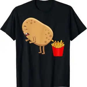 unny French Fries Designs For Men Women Potato Food Eaters T-Shirt Summer Comfortable Casual Short Sleeve T-Shirt 100% cotton