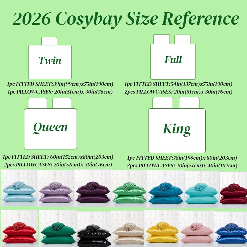 Cosybay Satin Sheets Set Queen/King/Full size 3pcs(1 Fitted Sheet + 2 pillowcases), Twin size 2pcs(1 Fitted Sheet + 1 pillowcas),Luxury Soft Black Silky Sheets for Hair and Skin, Silk Bed Sheets, 15" Deep Pocket Fitted Sheet,mother's day gift #Summervibes