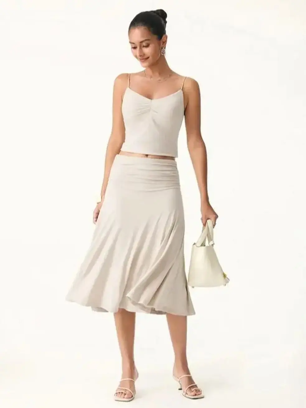 OGL Eco-SkinKiss Flowy Side Ruched A-line Midi Skirt - New in box - The biggest flash sale 2026!!