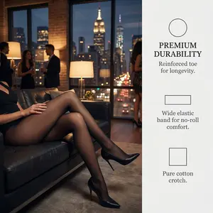 2 Pairs 20D Sheer Tights for Women | Run-Resistant Control Top Pantyhose | T-Crotch High Waist Black Nude Brown Stockings