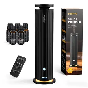 [Mother'S Day Gift] FEPPO Waterless Diffuser - Cold Air Waterless Essential Oil Diffuser Starter Kit with 5X20Ml Hotel Scent Oils, Quiet Smart Scent Diffuser, 6 Intensity, Timer, 1000 Sq. Ft for Home, Office, Hotel, Yoga Aromatherapy Inspired