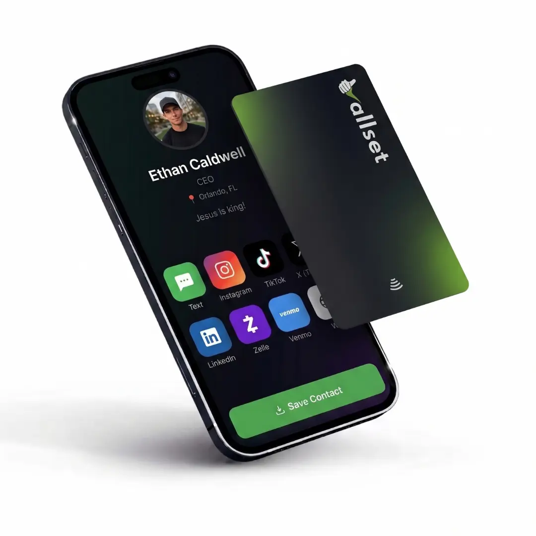 Allset Card (No Subscription Needed) - Smart Digital Business Card - Tap to Share NFC - iPhone & Android - No App or Subscription Required