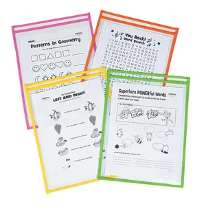 10" x 13" Neon Top-Loading Plastic Dry Erase Pocket Sleeves - 12 Pc.
