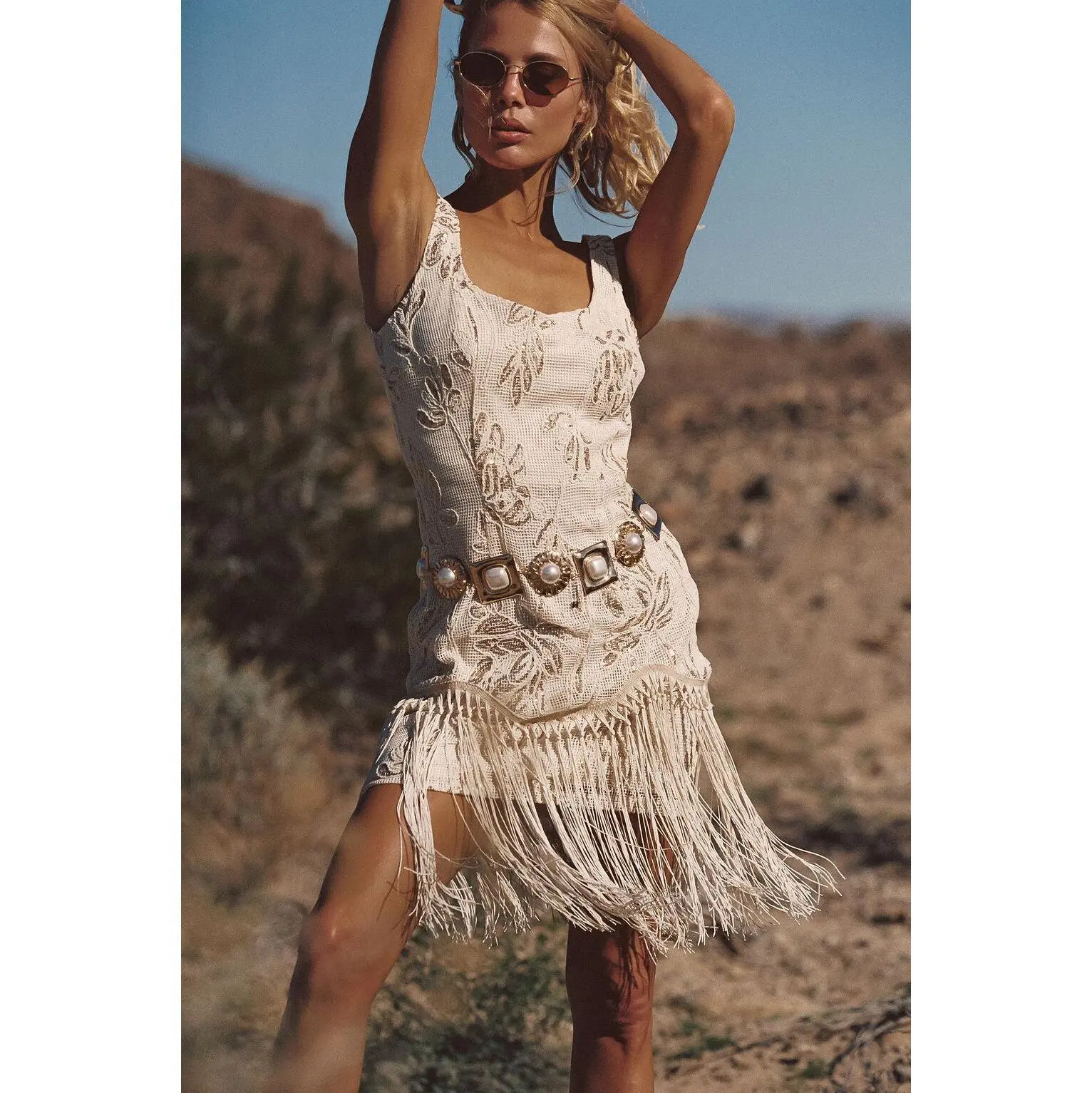 Ophelia Gold Fringe Mini Dress