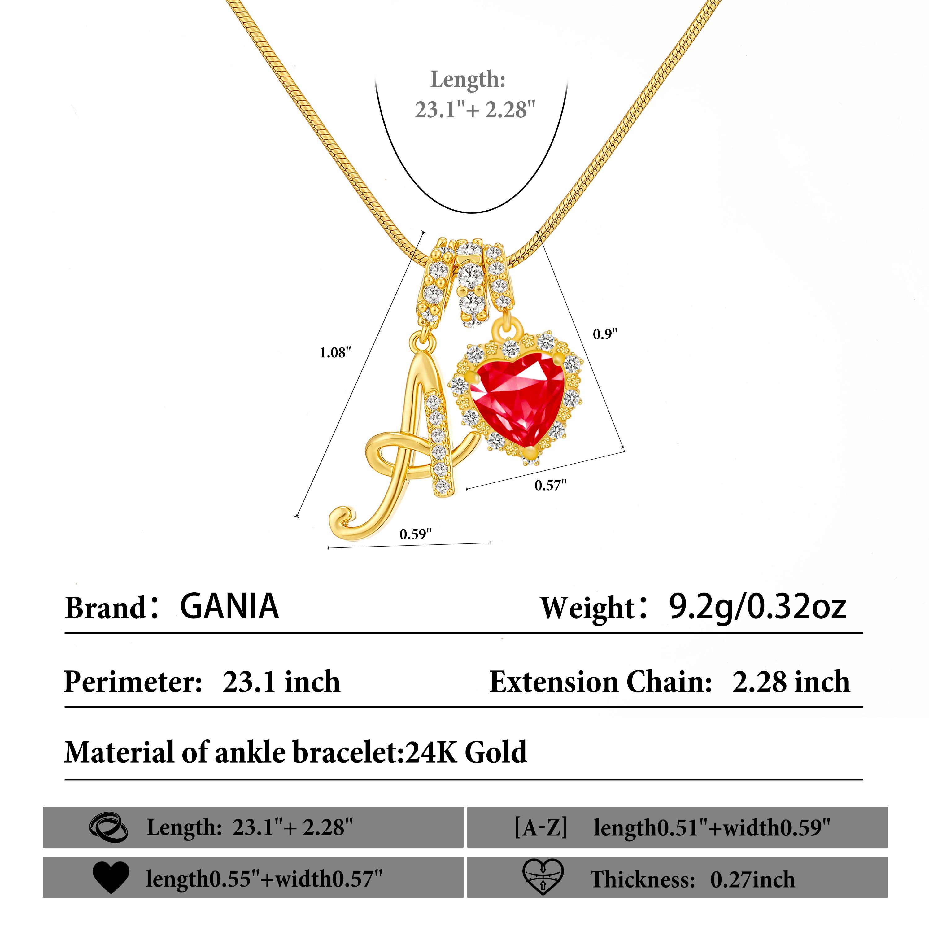 GANIA Red heart-shaped 26-letter necklace, personalized birthday gift, custom-made necklace with initials, lobster clasps for allergy prevention, suitable for women and young girls to wear. Valentine's Day gifts and birthday gifts are the top choices.