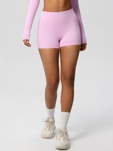 women's solid color high waist sports shorts, casual comfy breathable skinny shorts for yoga gym workout running, ladies sportswear for all seasons, soft shorts