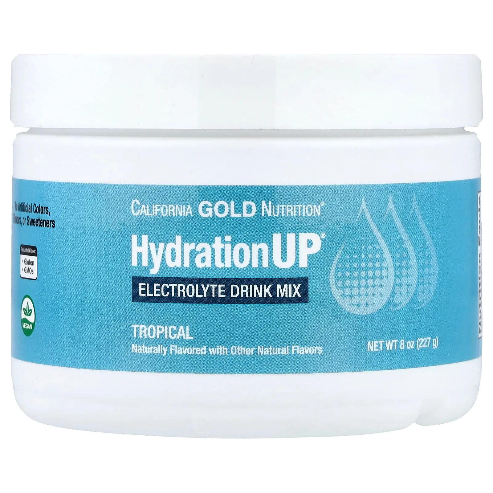 California Gold Nutrition HydrationUP®, Electrolyte Drink Mix with Calcium, Potassium, Vitamin C, and Vitamin E, Tropical, 8 oz (227 g)