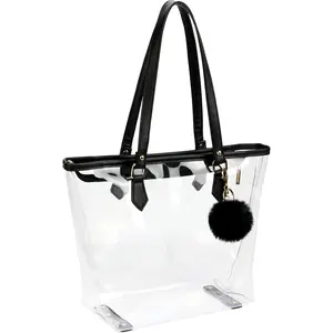 Large Clear Bag Transparent  Handbag with Plush Pendant