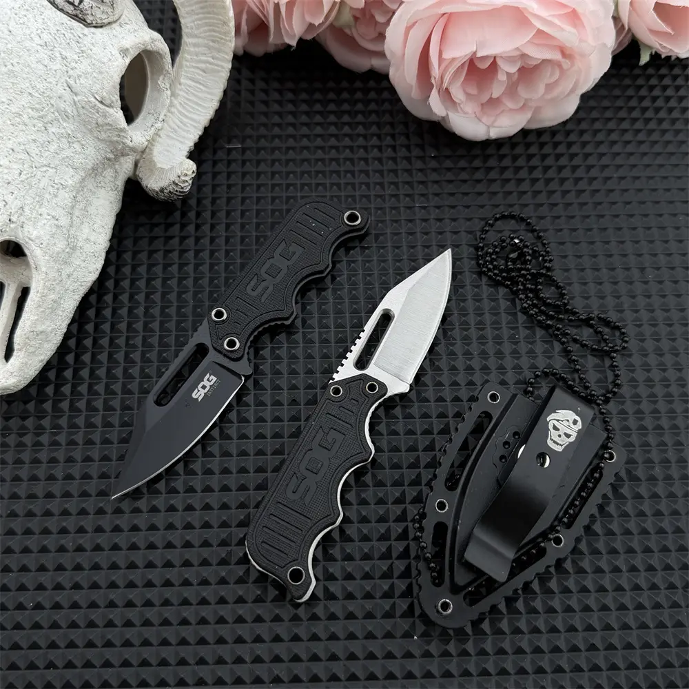 Durable, multi-purpose fixed-blade knife with full-tang construction, G10 handle, lightweight mini pocket knife, comes with a lanyard. Outdoor fishing and camping tool, Survival Tool, includes an ABS plastic sheath, Outdoor Knives