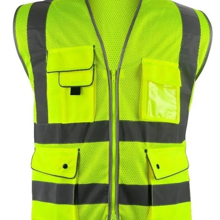 Mesh High Visibility Safety Vest, ANSI/ ISEA 107-2010 With 5 Pockets 818