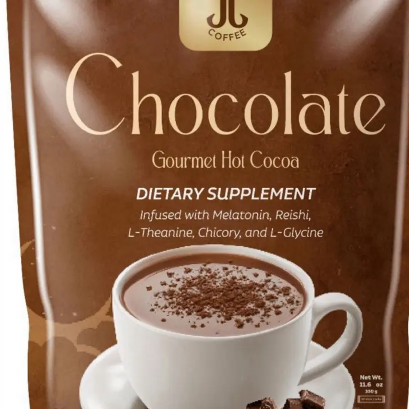 CHOCOLATE GOURMET HOT COCOA con Ganoderma, colágeno I y III, biotina y ácido hialurónico, suplemento dietético