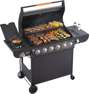6+1 Burner Propane Gas Grill, 72000 BTU Stainless Steel BBQ Grill with Side Burner for Outdoor Backyard, Camping, Patio, and Tailgating (6+1 burner B)