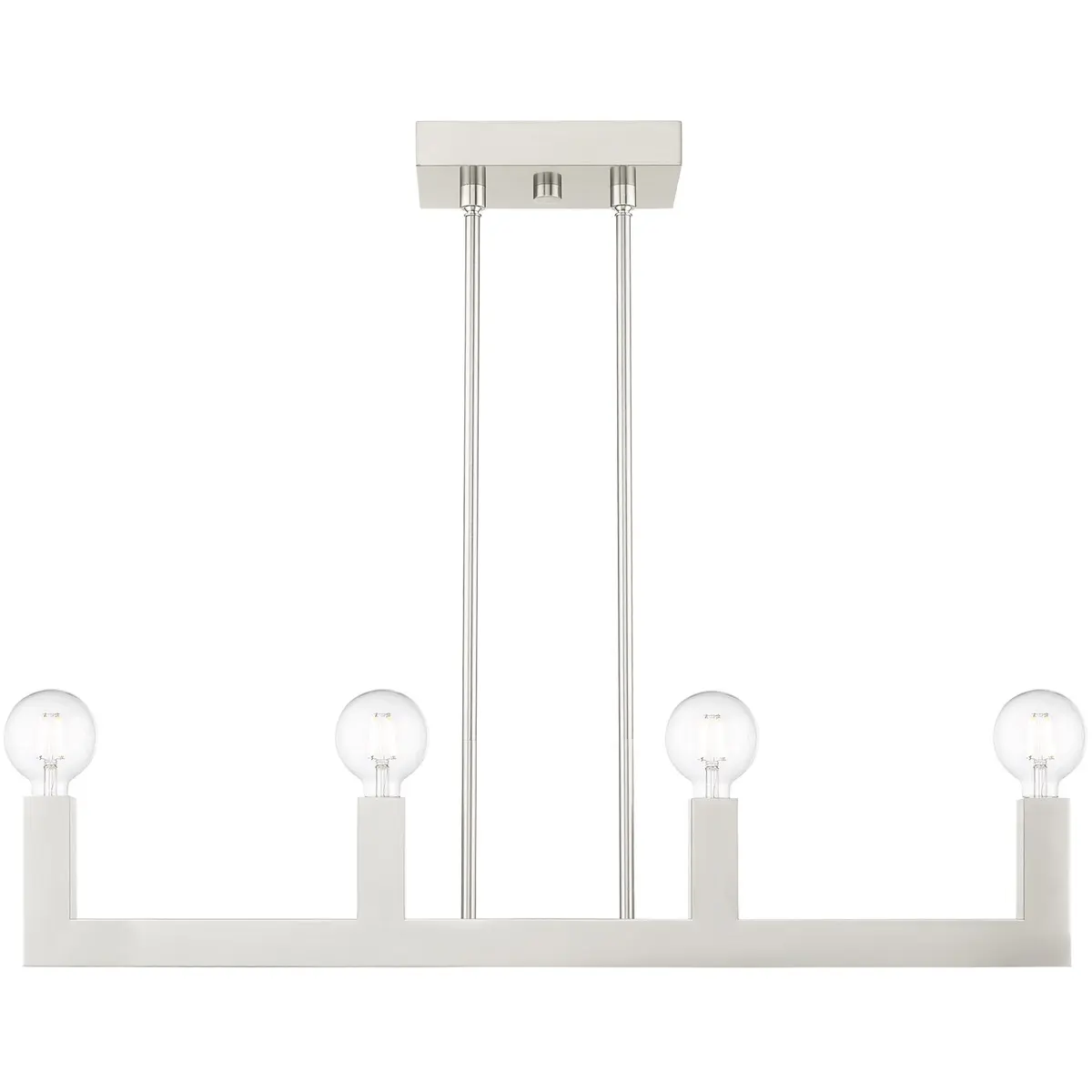 5.125 inch 4 Light Brushed Nickel Linear Chandelier with Stainless Steel base Shade