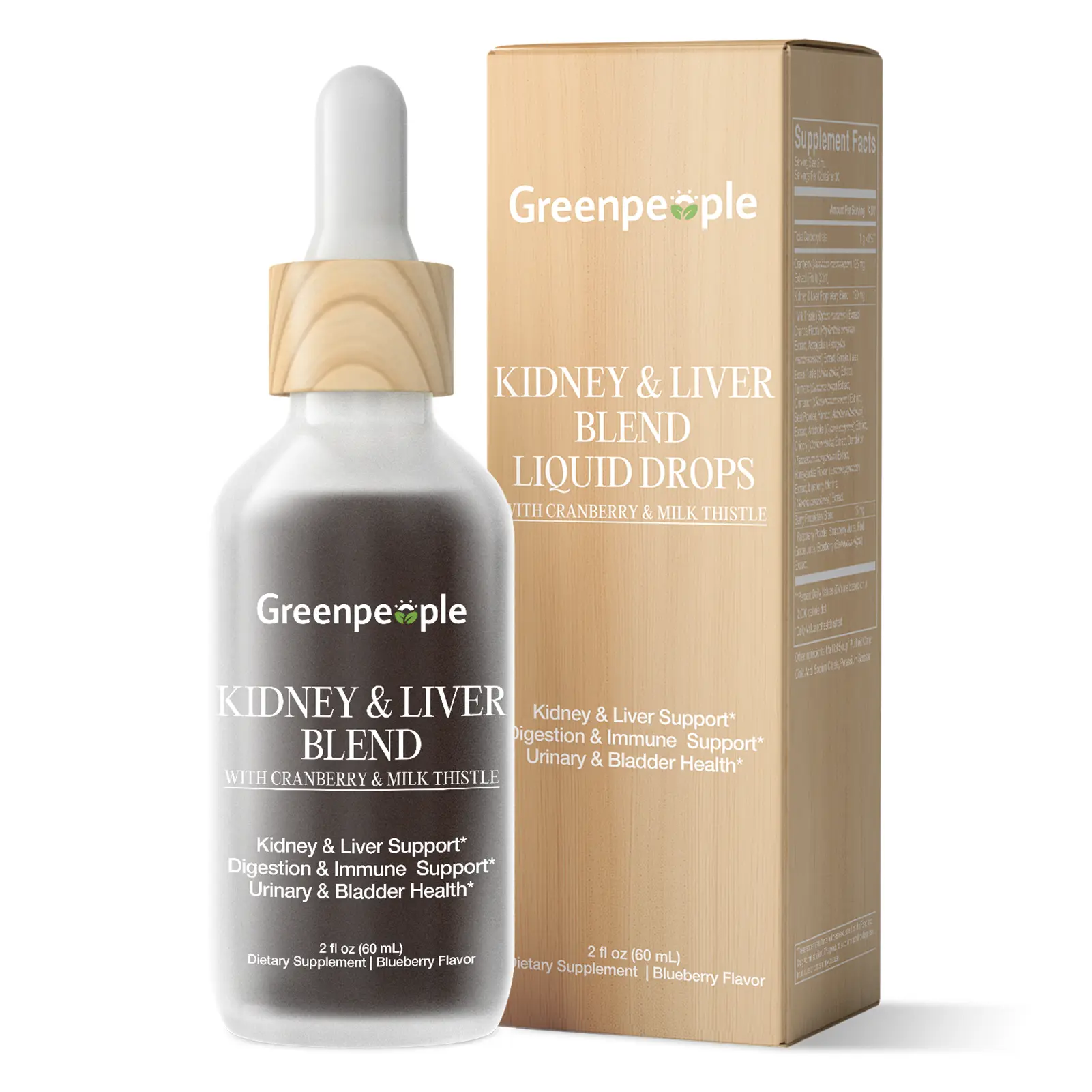 Kidney & Liver Cleanse Detox & Repair - 2 Oz Drops | 27-In-1 Alcohol-Free Supplements with 20:1 Cranberry Extract & Chanca Piedra for Urinary Tract & Liver Support Blueberry