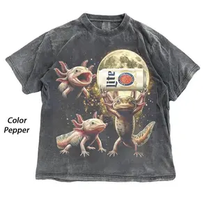 Vintage axolotl #Millerr Lite Tee, Funny axolotl Beer Graphic Shirt, Retro Moon Aesthetic Print, Irony Meme Animal Shirt, Menswear, Womenswear