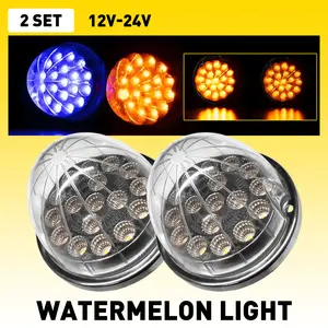 AUXITO 2Pcs Amber Blue Watermelon LED Lights w/ Chrome Ring Side Marker Clearance Lamps AUXITO 2Pcs Amber Blue Watermelon LED Lights w/ Chrome Ring Side Marker Clearance Lamps