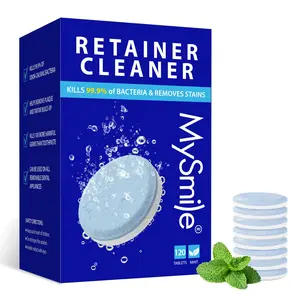 MySmile Retainer Cleaner Tablets, Denture Cleaning Tablets, Aligner Cleaner for Invisalign, Mouth Guard & Night Guard and More Dental Appliances, Helps to Removes Odors, Stains & Plaque,120 Count