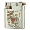 Gothic Skeleton Brass Lighter Accessory - Engraved 'Love Until Death' Arabesque Collectible Piece, Decorative Ornaments, Dark Vintage Room Decor, Kerosene Flame Tool, Ideal Couple Gift (Fuel Not Included, Gift Box Included)