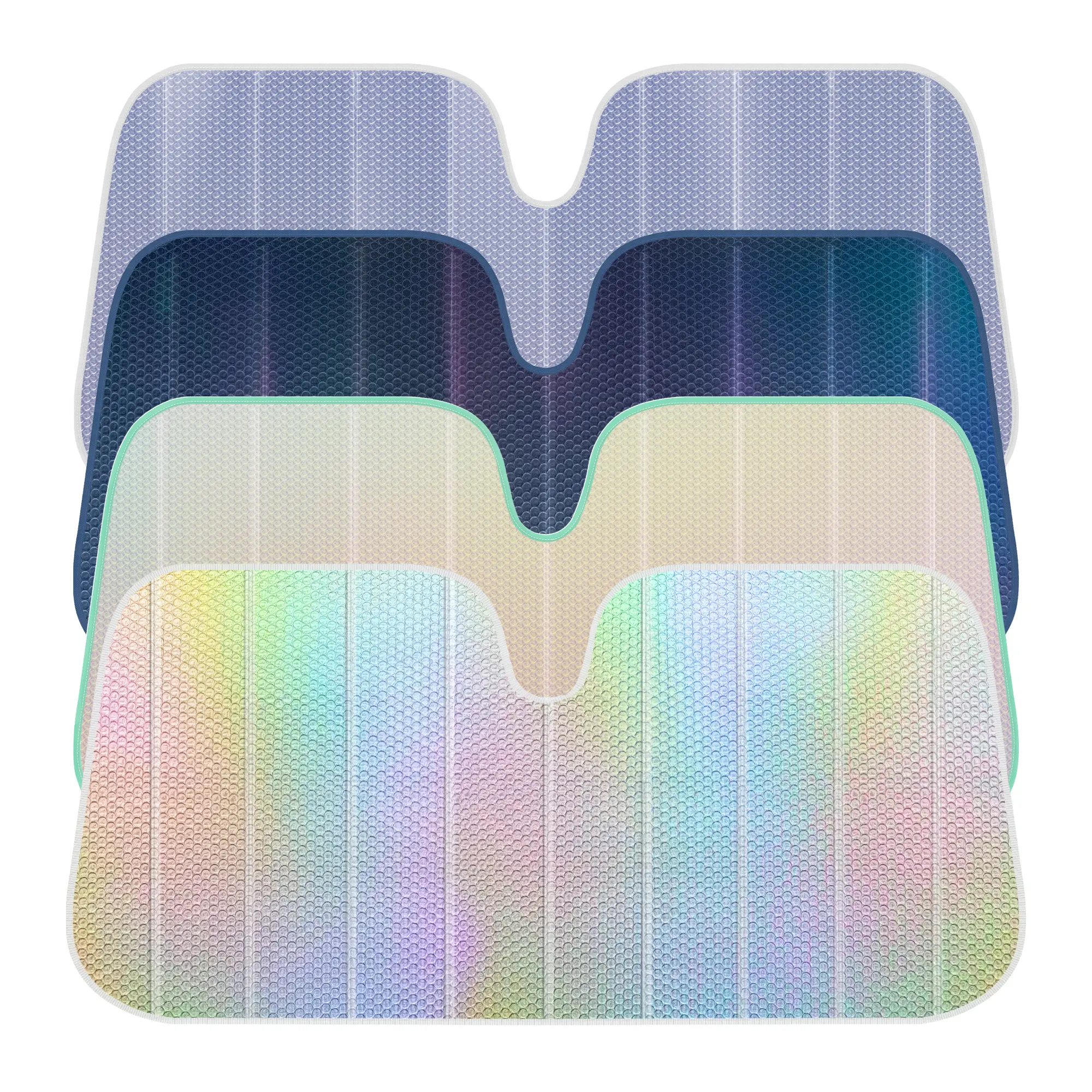 Iridescent Sunshade for Front Windshields - Accordion Auto Shade Universal Fit for Cars, 57x27 Inches