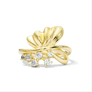 14k Gold plated Half butterfly Ring