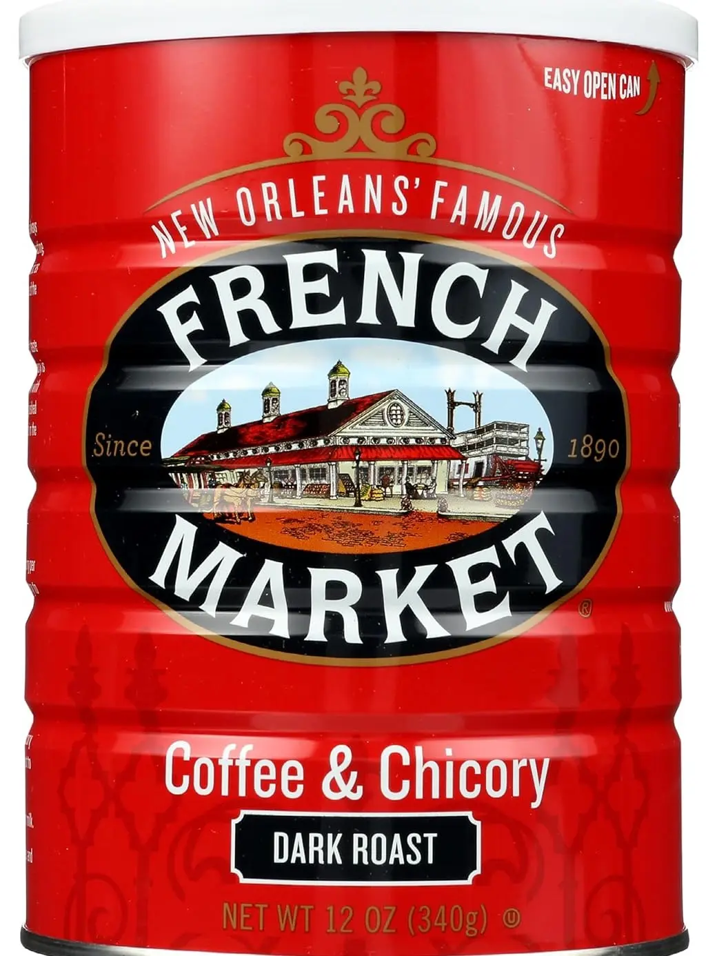 French Market Coffee & Chicory Dark Roast Ground Coffee, 12 oz Bold New Orleans Style Coffee with Imported Chicory