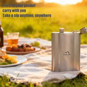 Castle Peak Pocket Titanium Flagon | Stylish & Reusable Flask for Bourbon, Whisky or Oil | Eco-Friendly Adventure Accessory + Bonus Metal Funnel for Easy Fill camping  burner stainless  steel  foldable  cup