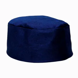 Plain Navy Blue Soft Premium Kufi Crown Velvet Turkish Hat Large Size Cap