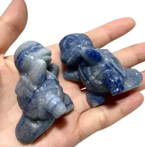 IG Crystal 2 Counts Blue Aventurine Squirtle Crystal 5CM Pokemon Crystal Natural Gemstone Semi Precious Healing Crystals Enhance Positive Energy Home Decoration