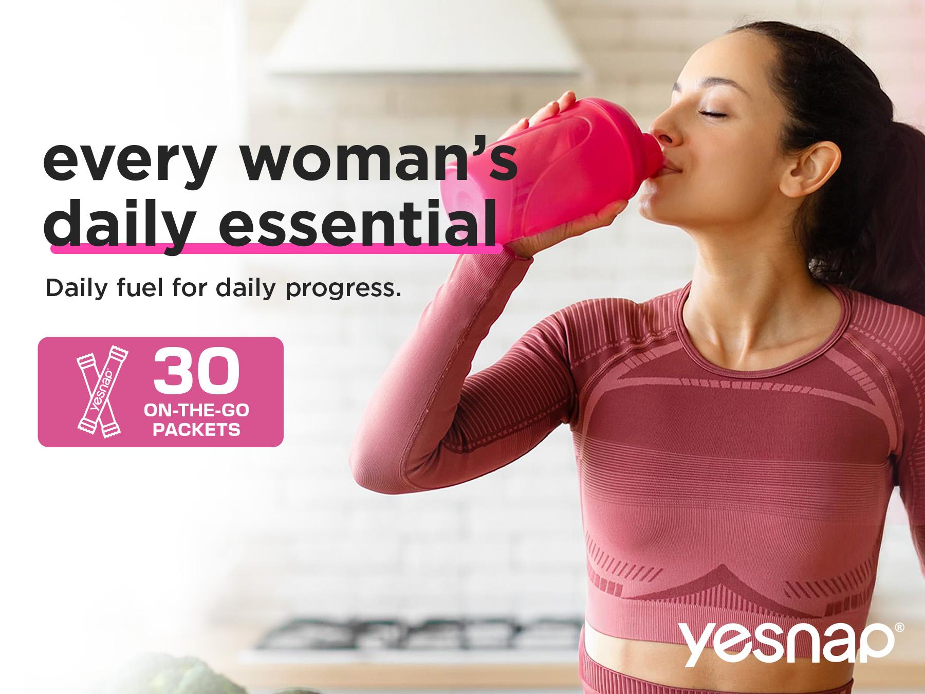 YESNAP PeachPout Creatine for Women, 5g Creatine Monohydrate + 5g Collagen Powder, Myo-Inositol & BCAA, MACA, Hyaluronic Acid, Delicious Peach Flavor, 30 Packets, All-in-One Women Wellness Supplement