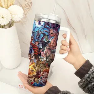 Horror Movie Villains 40oz Large Stainless Steel Travel Tumbler Leak Proof Insulated Mug Handle Keep Drinks Hot 12 Hours Cold 24 Hours Ideal for Home Office Outdoor