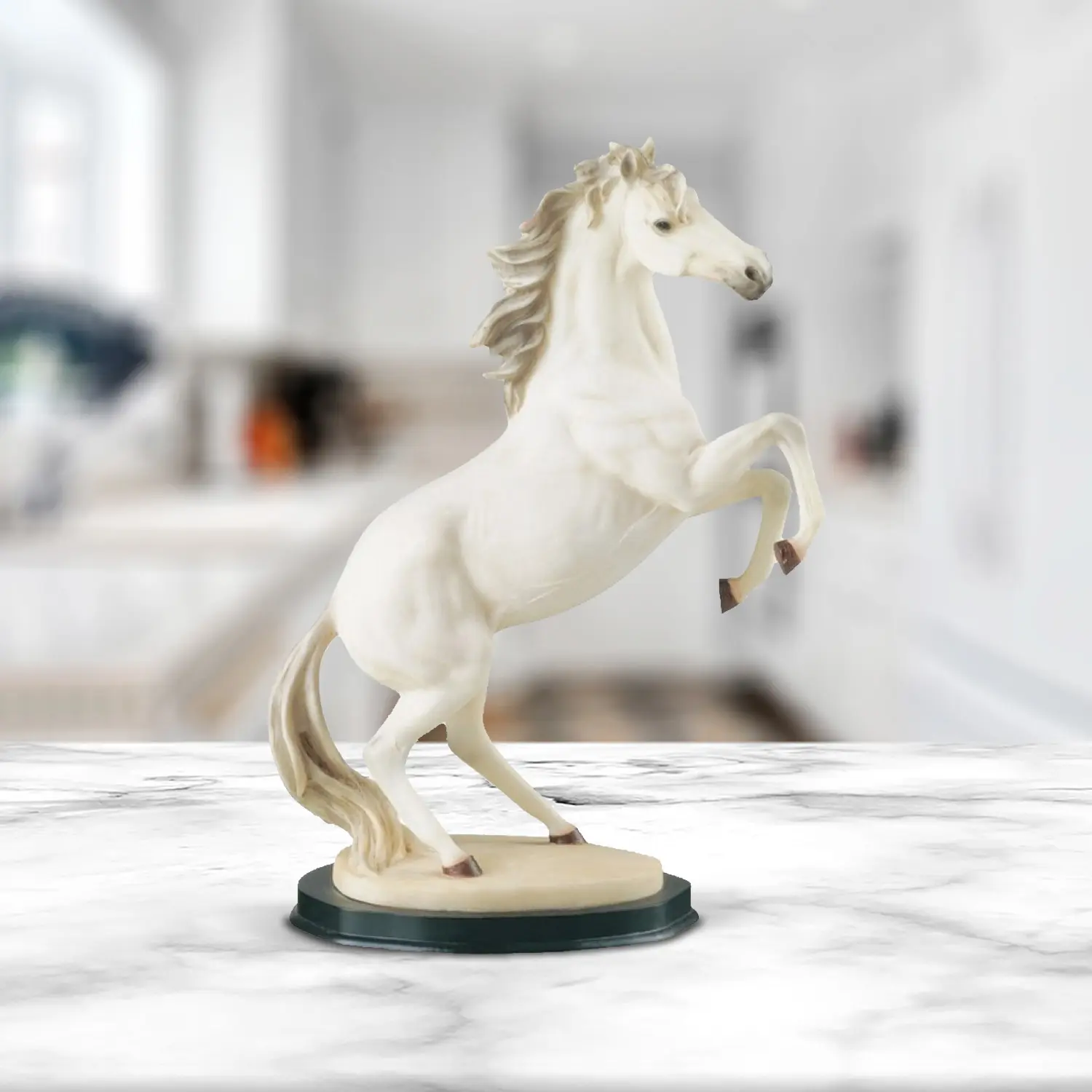 14"H White Mustang Standing Figurine Horse Statue