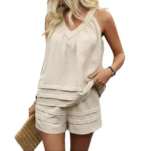 Women’s Casual Summer 2-Piece Shorts Set| Breathable Loose Fit Sleeveless Top & Shorts Outfit