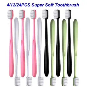 Extra Soft Toothbrush for Sensitive Teeth and Gums， Micro Fur Manual Toothbrush with 20000 Ultra Soft Bristle, Excellent Cleaning Effect， Perfect for Kids & Adults (4/12/24 Pack)