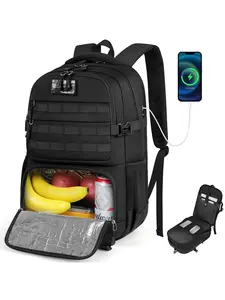 Lunch Backpack for Men & Women, 17.3 Inch Laptop Backpack with USB Charging Port, Waterproof Tactical Work Backpack with Insulated Lunch Bag, Insulated Backpack Cooler for Travel, College, Business