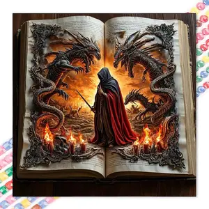 1 DIY diamond painting kit, 5D diamond art kit, DIY decoration, book, wizard, dragon diamond painting kit with full round drills, mosaic, diamond art, DIY art home decoration, suitable for Christmas.