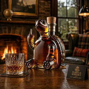 Turtle Shaped Whiskey Glass Bottle, Eco-Friendly UniqueLiquor Container, Perfect Gift for Dad & Whiskey Lovers,Suitable for Brandy, Wine, Vodka, Home Bar & TravelDecor,Father's Day gift,Glass