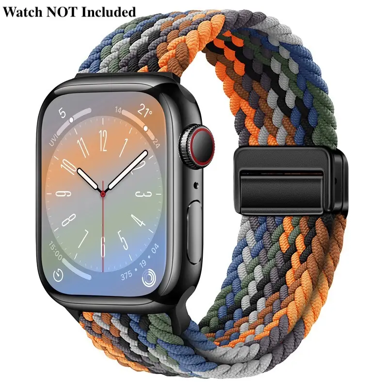 Dewell Unisex Adjustable Braided Nylon Watch Band - Wearable Tech Accessory with Magnetic Clasp, Soft Stretchy Sport Loop, Compatible with 38mm/40mm/41mm/42mm/44mm/45mm/49mm iWatch Series Ultra 2&1,9,8,7,6,SE,5,4,3, Stylish Men's Fashion Accessory, Access