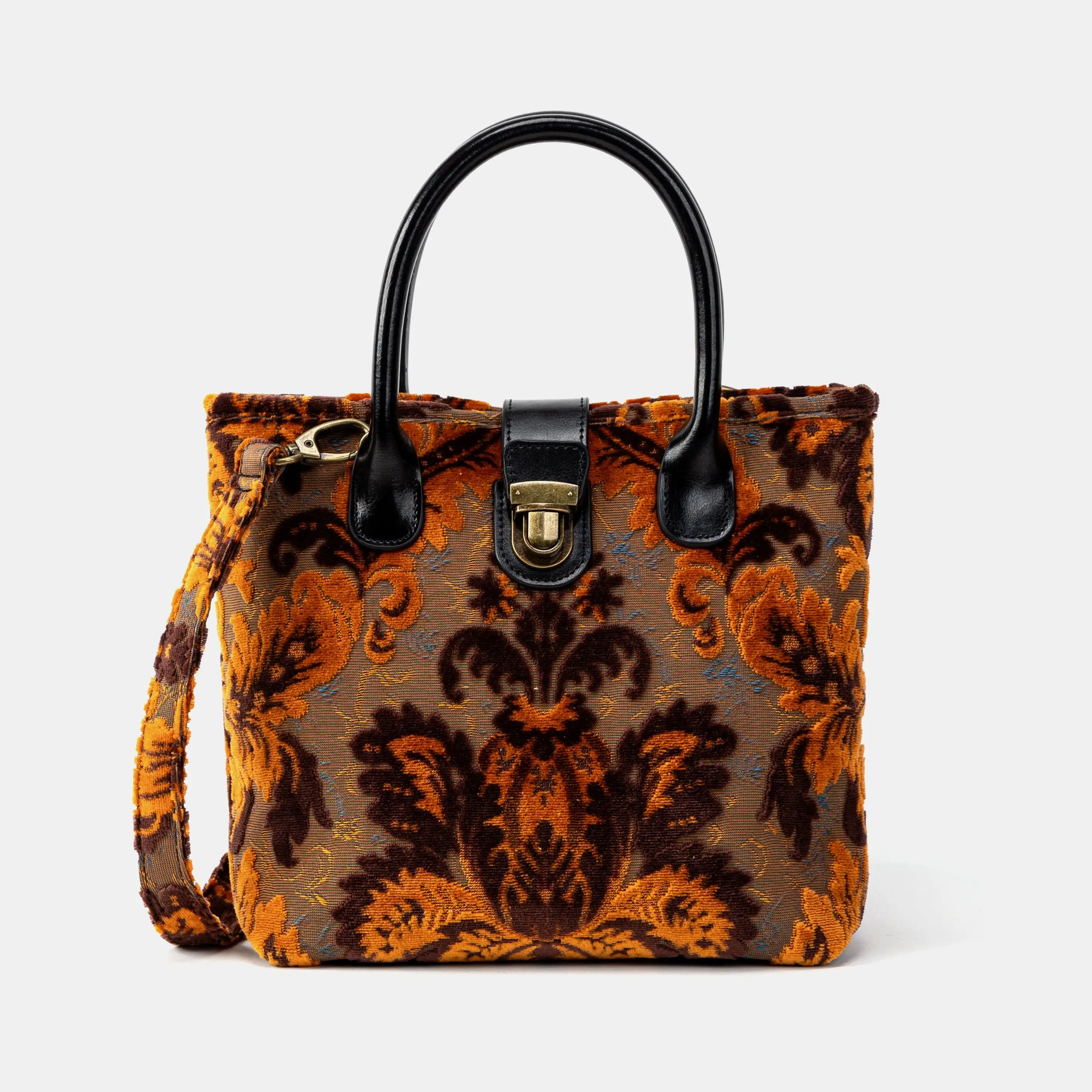 Burnout Velvet Revival Sienna Tuck Lock Carpet Satchel