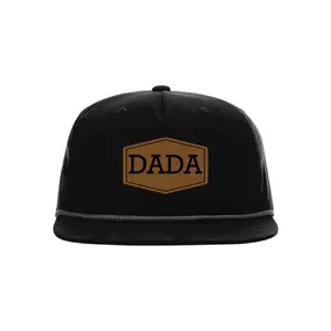 Richardson Dada Vegan Leather Patch Cap 256 85/15 Cotton Nylon Performance UPF 50+ Adjustable Snapback Hat with Reinforced Mesh Support