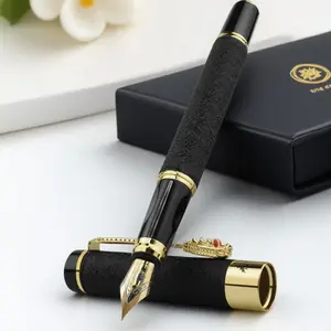 Vintage Dragon Pattern metallic Fountain Pen with Gift Box, 1 Count Exquisite Business Signature Pen, Smooth Writing Pen for Office School Dormitory Home, Inspirational Metal Pens