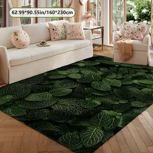 Leaf Pattern Velvet Rug, Soft Comfortable Home Decor Carpet, Living Room Large Mat Sofa Pad Door Mat Coffee Table Bedside Mat