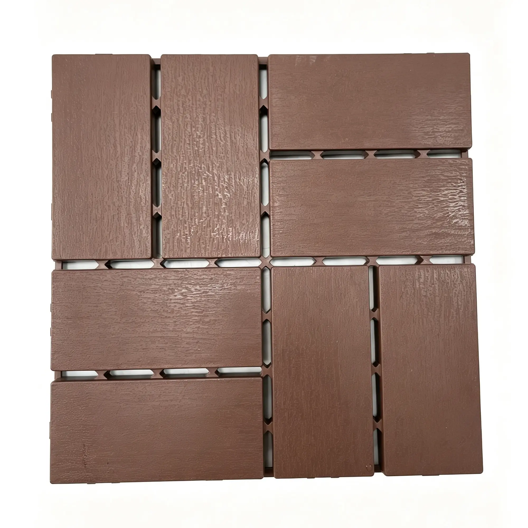 Plastic Interlocking Deck Tiles, 44 Pack 12"x12" Waterproof Non-Slip Outdoor Patio Flooring, All Weather Drainable Snap Together Decking Tiles for Poolside, Porch, Garden, Backyard & Shed Floor,Brown
