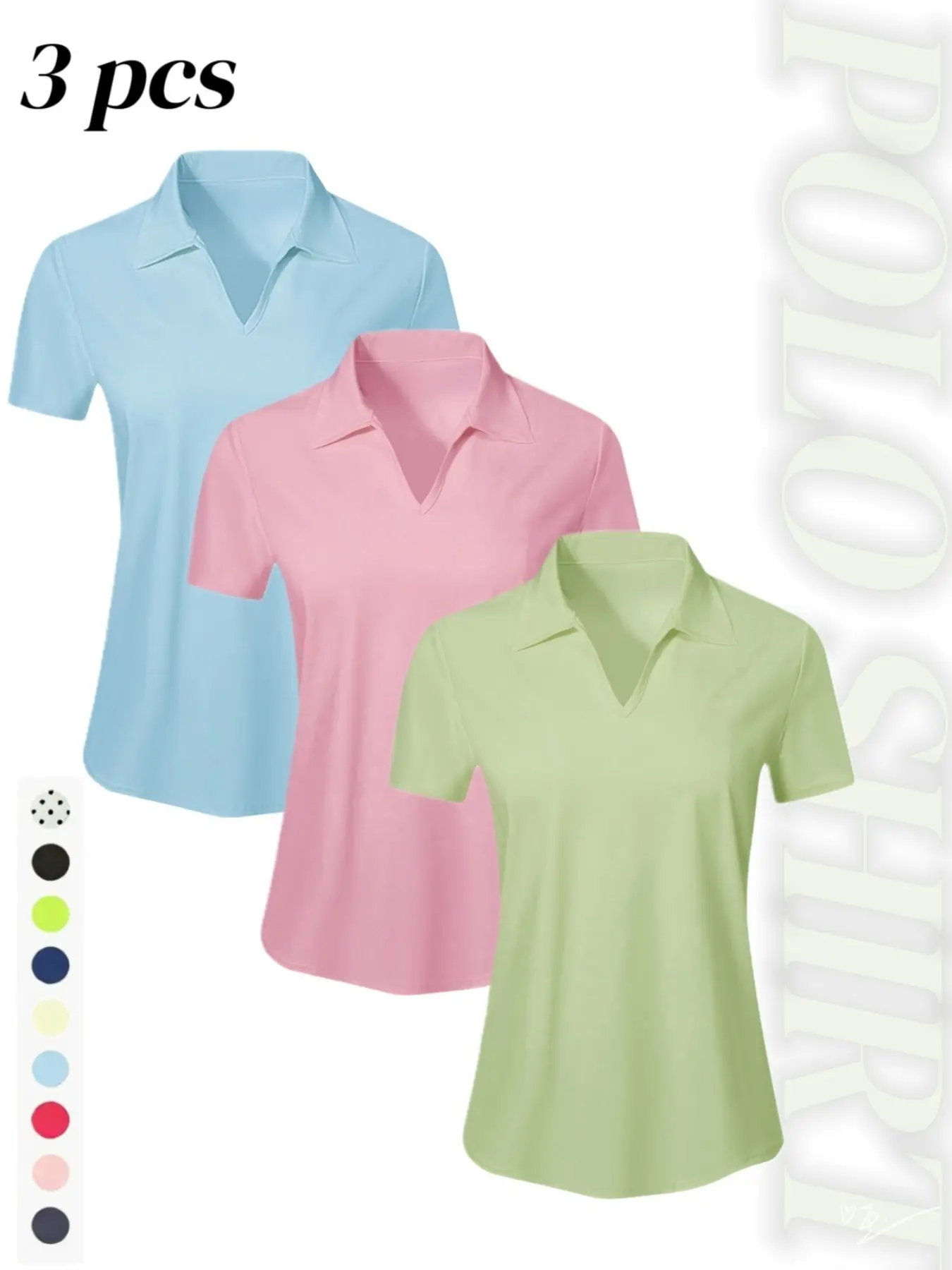 Women's Spring Summer Casual Sports Polo Shirt, Fitness Workout Shirt, Soft Stretch Breathable V Neck Top, Ideal for Tennis Fitness Running Hiking, Athletic Tops, Daily Wear Sportswear, Activewear Clothing, Casual Workout Shirts, Workout Clothes