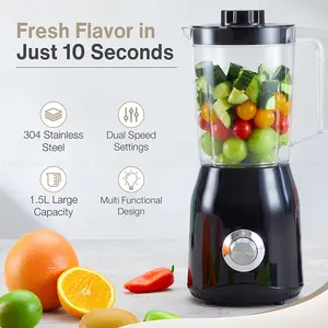 2-in-1 Electric Grinder for Coffee & Smoothies - Quiet Kitchen Gadget, 1.5L Blender for Beans, Fruits, Spices - Perfect for Summer Drinks, Party & BBQ