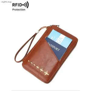 Multifunctional Zipper Travel Passport Wallet for Women & Men, RFID Blocking Anti-Theft Card Holder, Holds Up to 5 Passports, Family Travel Document Organizer, Secure Lightweight Travel Accessory, Perfect Gift for Christmas & Valentine's Day