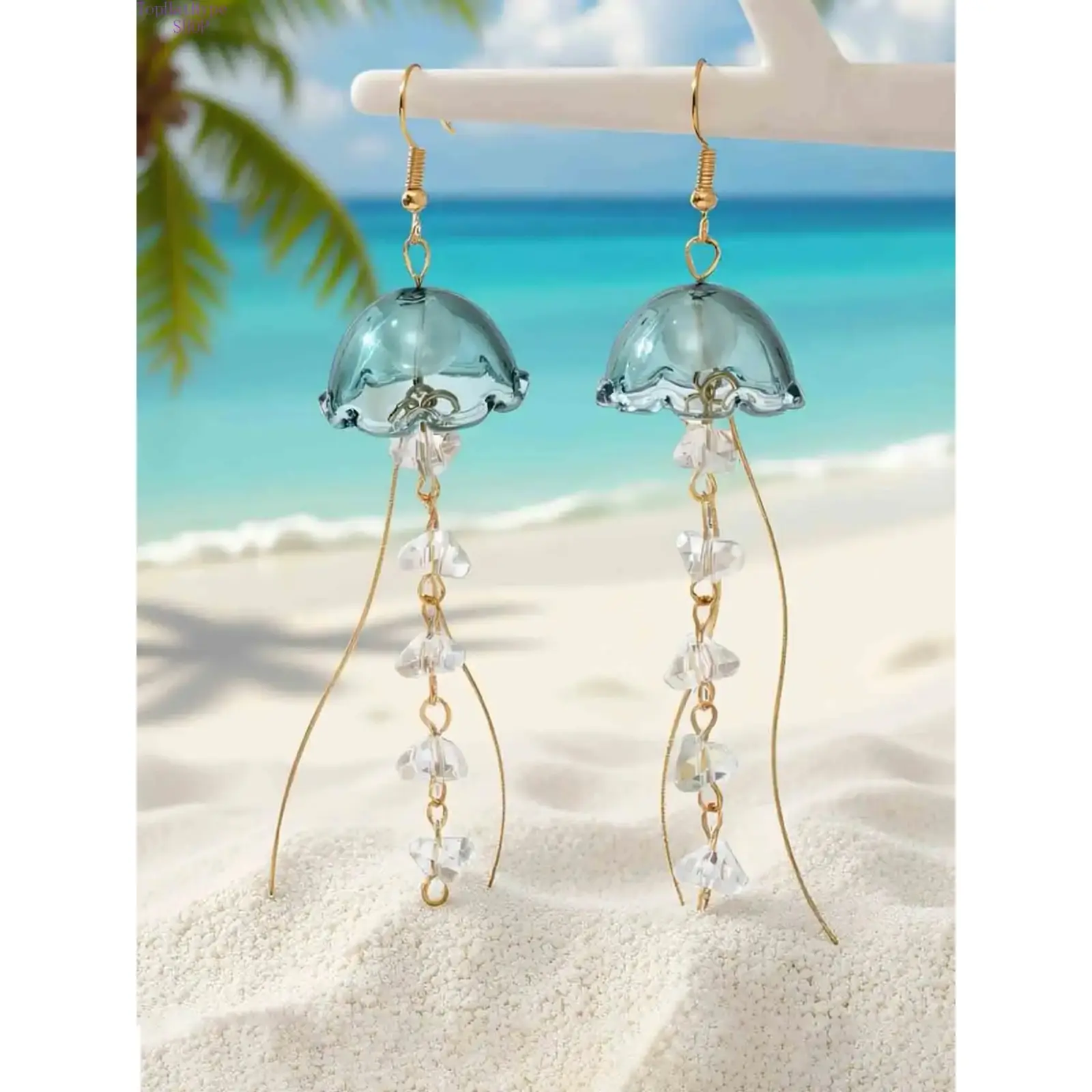 Women's Irregular Jellyfish Crystal Drop Dangle Earrings - Transparent, Lightweight Animal-Shaped Coastal Boho Beach Charm Costume Jewelry, Gifts for Women, Party & Daily Wear Accessories, Animal-Shaped Earrings