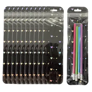 Rectangle Gift Bag, 50pcs Holographic Laser Gift Bag, Resealable Packaging Bag for Small Business, Great for Cosmetic Brush, Pen, Lipgloss & Jewelry, Party Packs