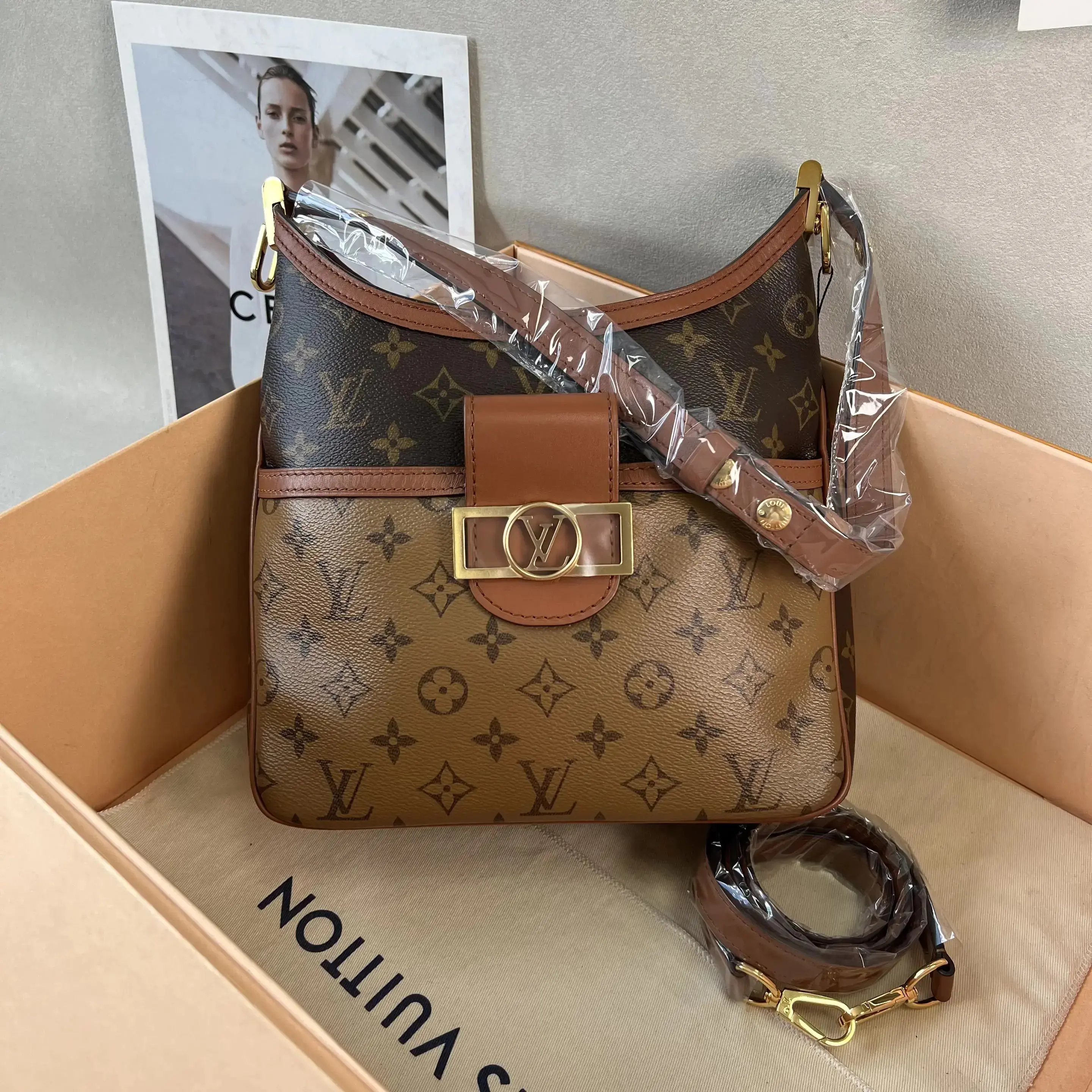 Pre-owned Louis Vuitton LV DAUPHINE Hobo Brown 0811RE/C8356004760