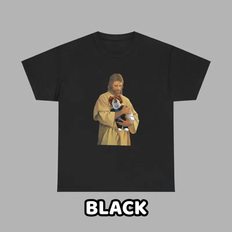Jesus Loves Roblox Kid Funny Religious Meme Graphic T-Shirt For Men For Women, Internet Humor Tee, Casual Streetwear Unisex Shirt